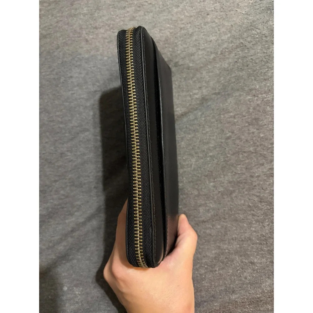 Kate Spade New York Black Pebbled Leather Zip Around Continental Wallet Gold